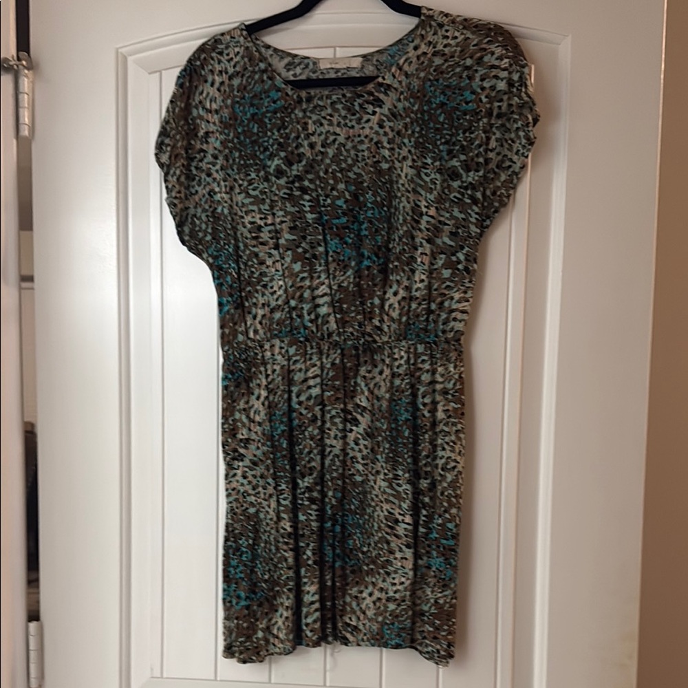 Leopard Print Dress with Teal Accents